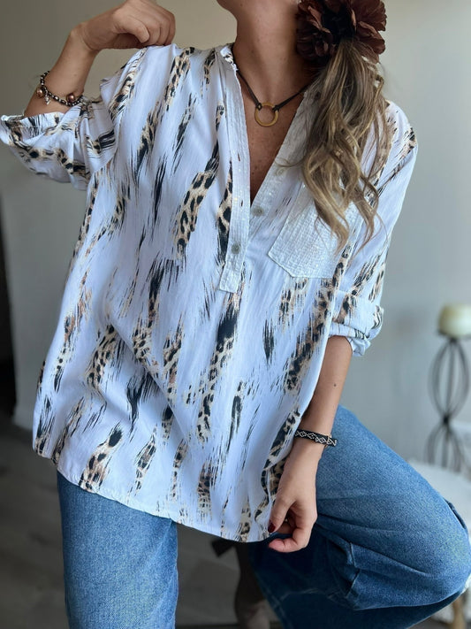 Blusa animal print blanca (Italiana 🇮🇹)