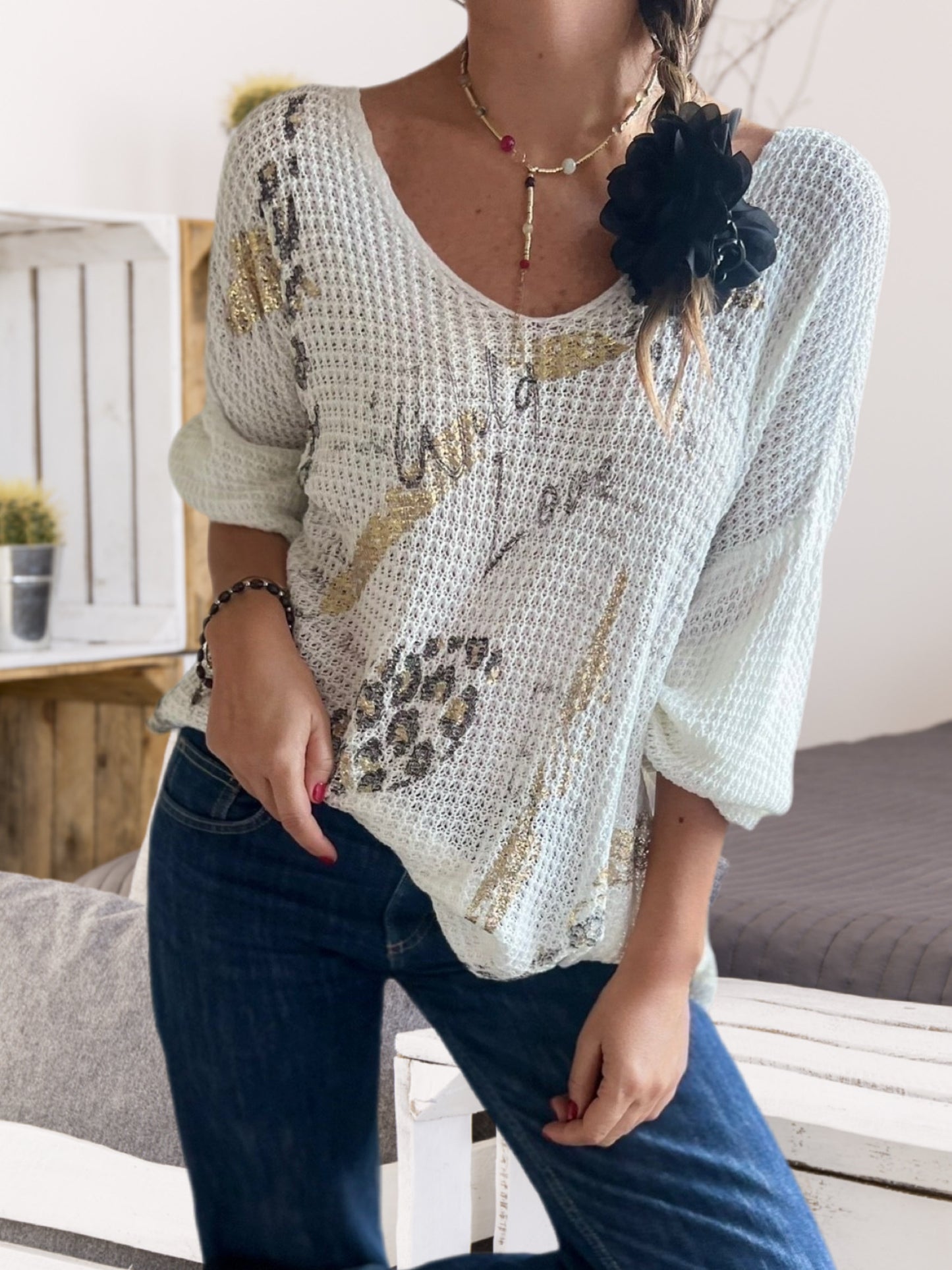 Sweater letras blanco (Italiano 🇮🇹)