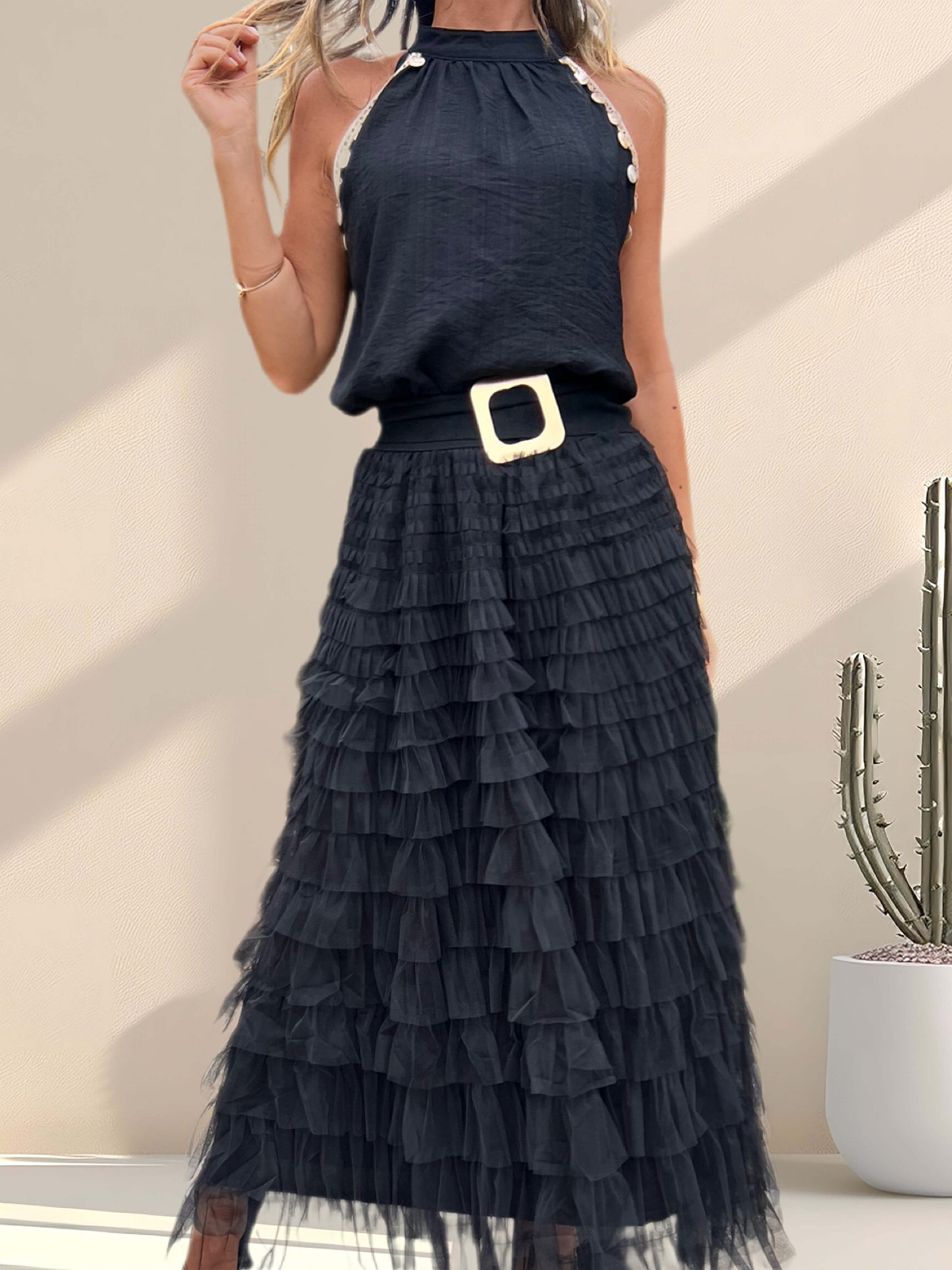 Falda tul capas negra