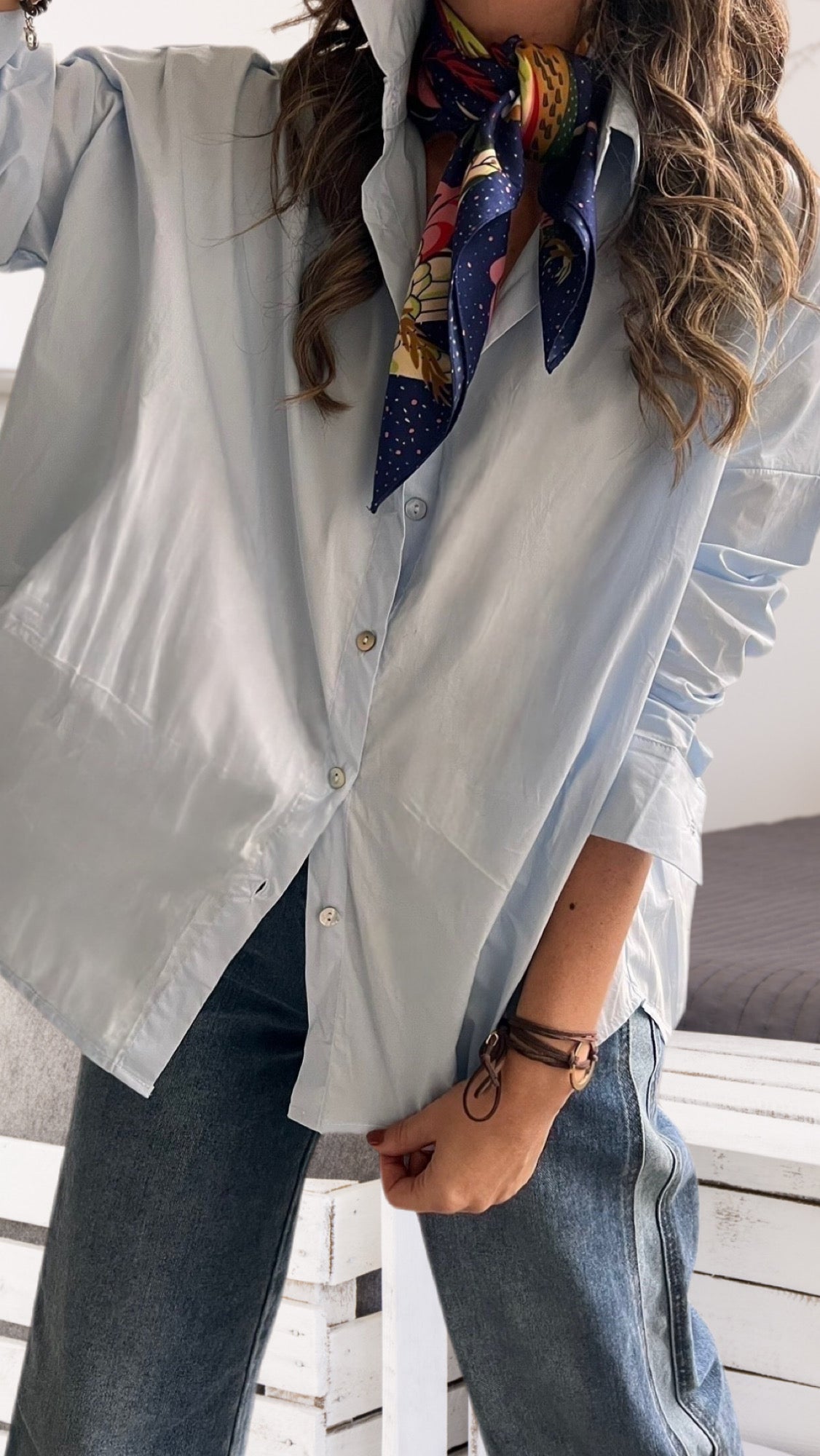 Blusa celeste viscosa