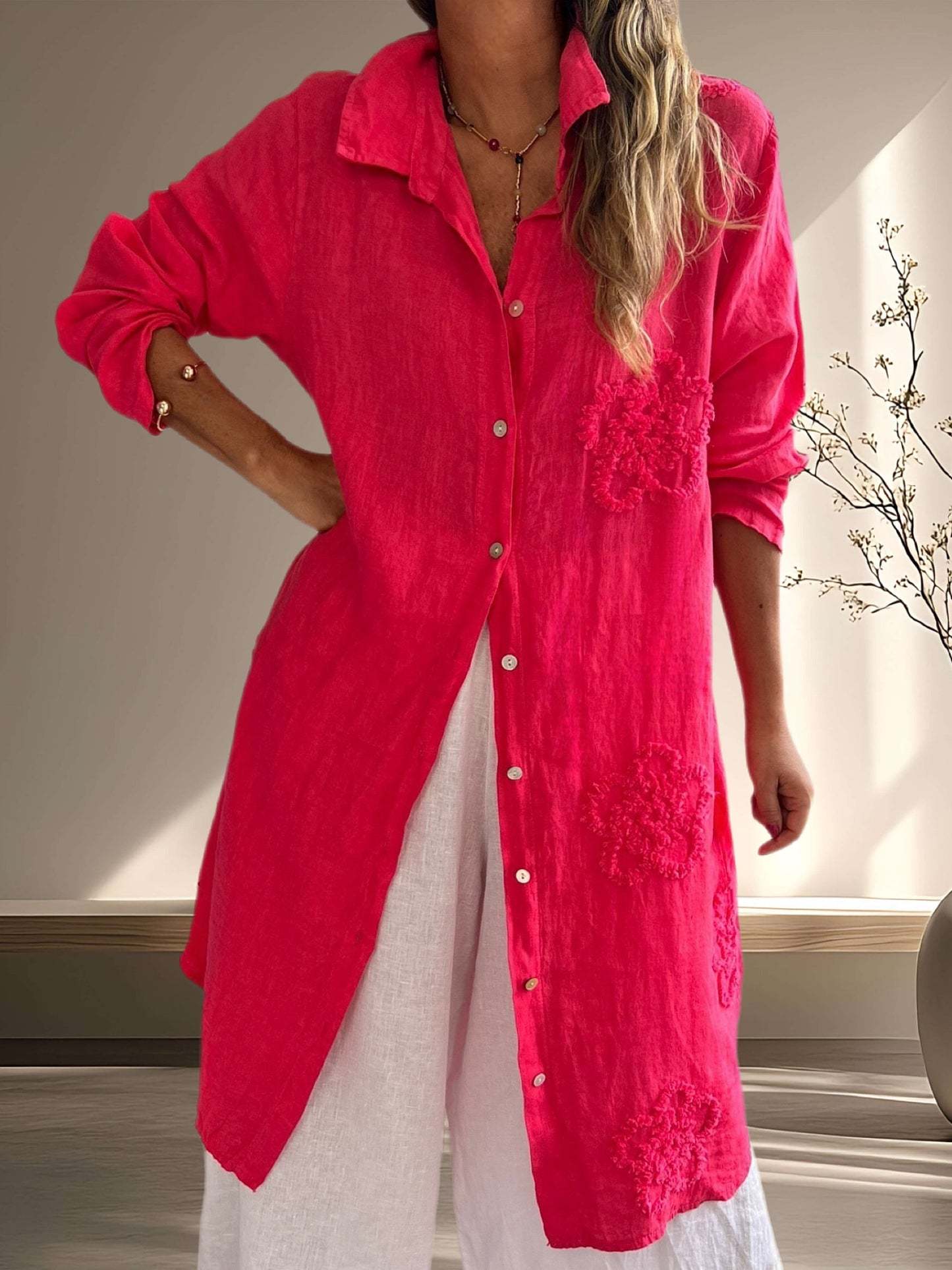 Blusón lino color fucsia (Italiano 🇮🇹)