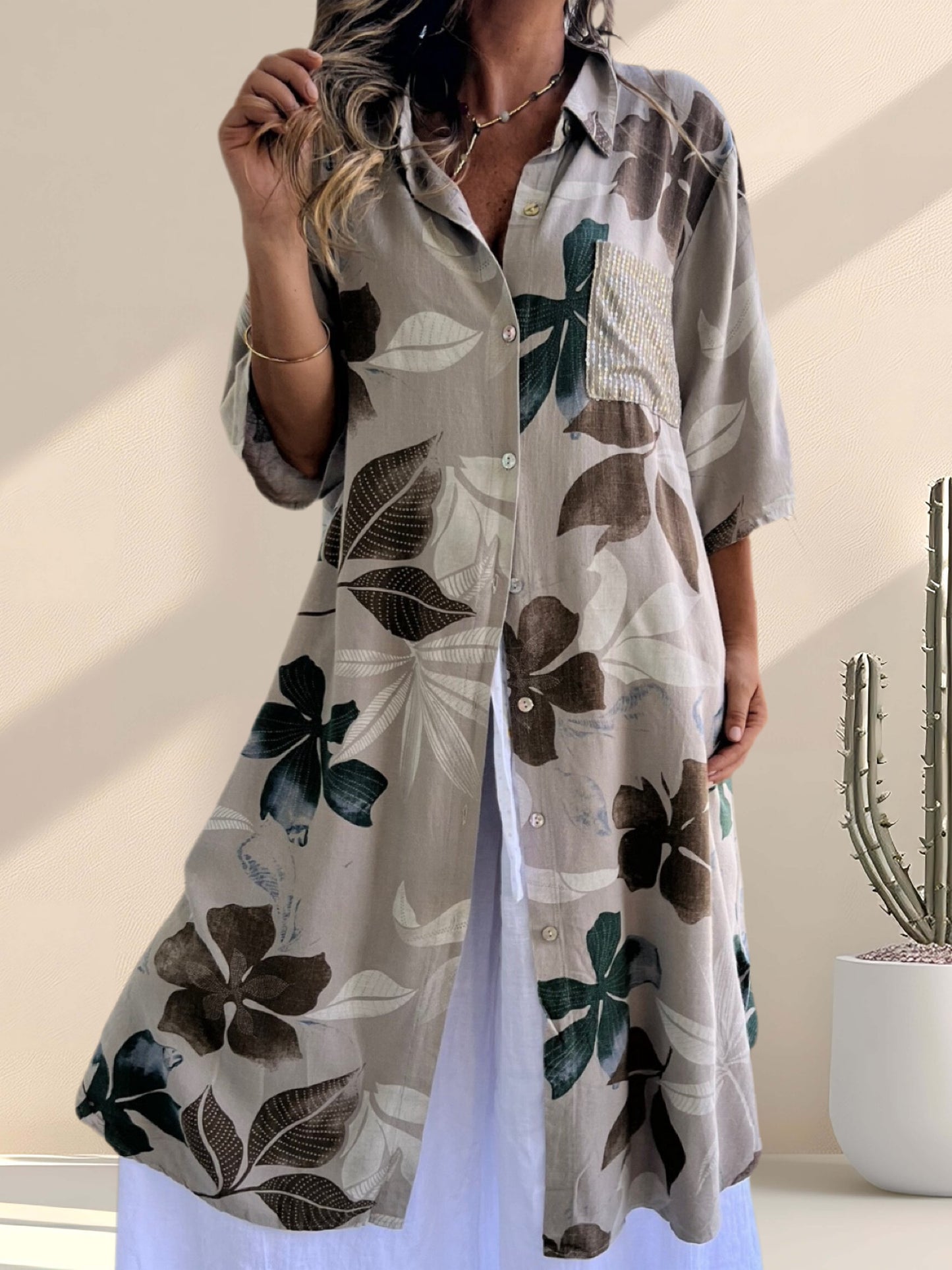 Blusón diseño beige