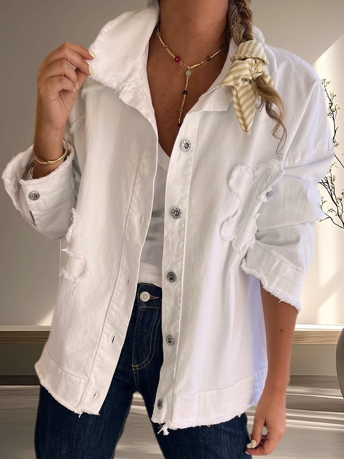 Chaqueta Blanca Flor (Italiana 🇮🇹)