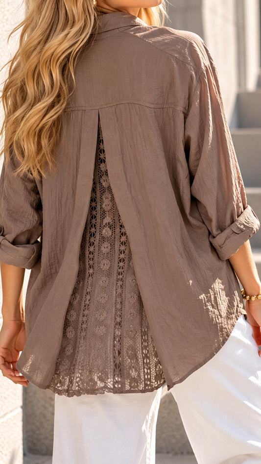 Blusa espalda calada café / Avance de Temporada