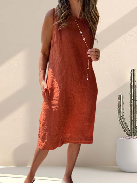 Vestido lino terracota (Italiano 🇮🇹)