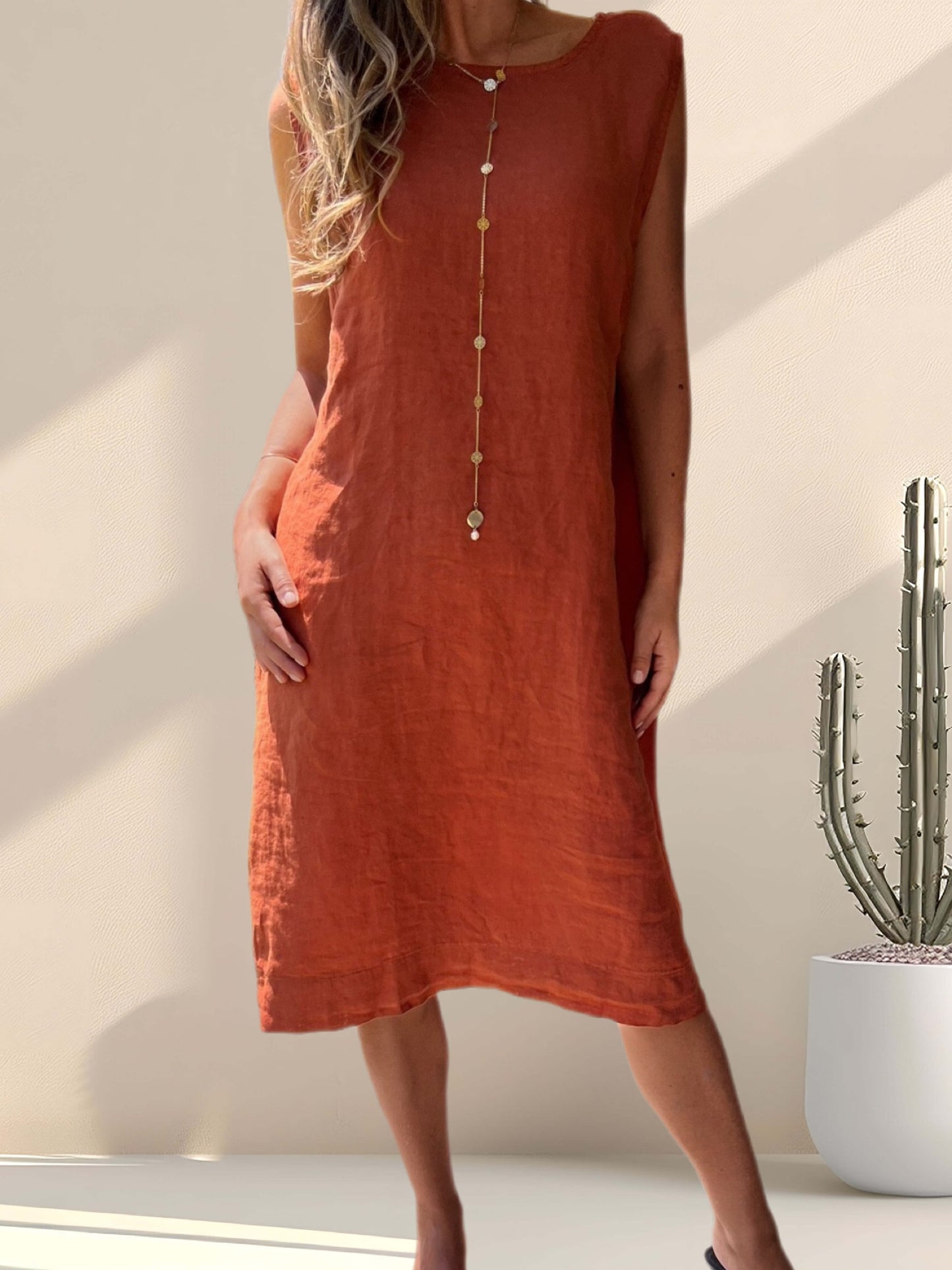 Vestido lino terracota (Italiano 🇮🇹)