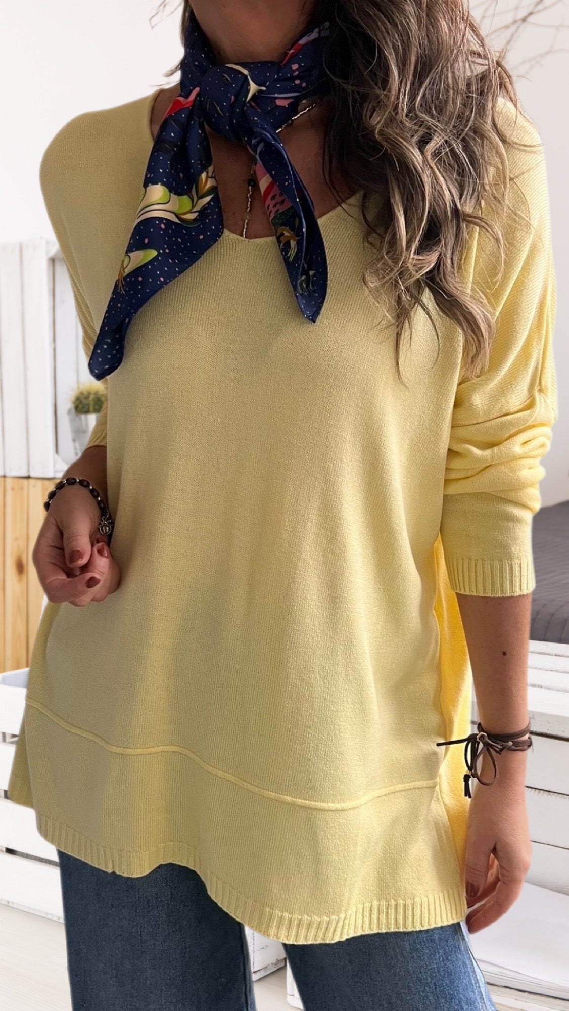 Sweater de hilo y algodón amarillo (Italiano 🇮🇹)