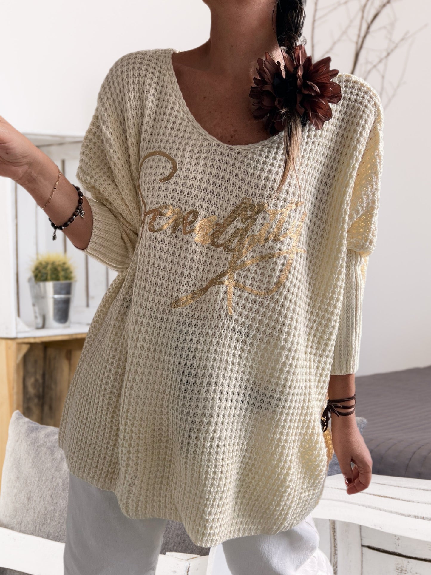 Sweater oversize crema (Italiano 🇮🇹)