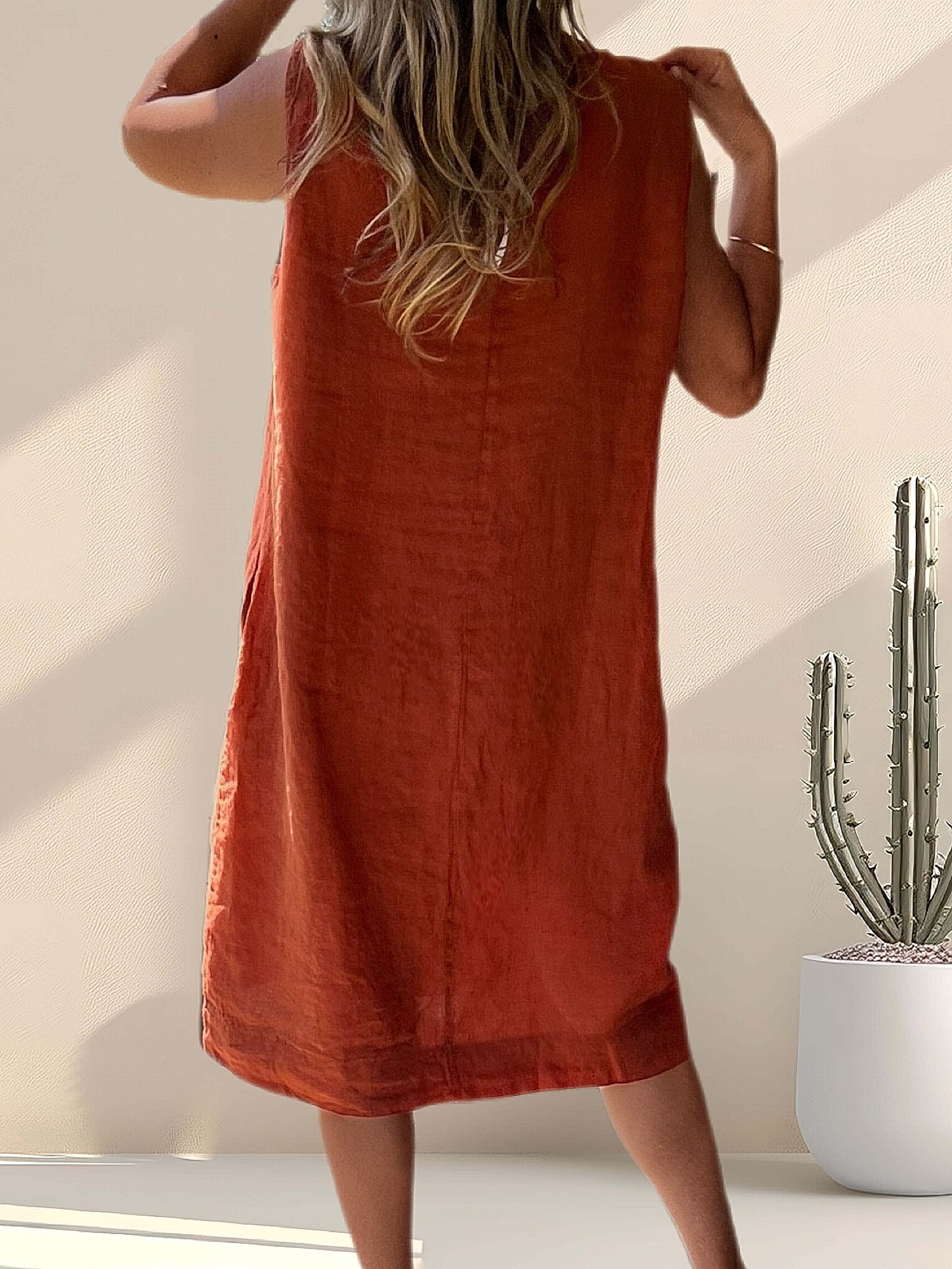 Vestido lino terracota (Italiano 🇮🇹)