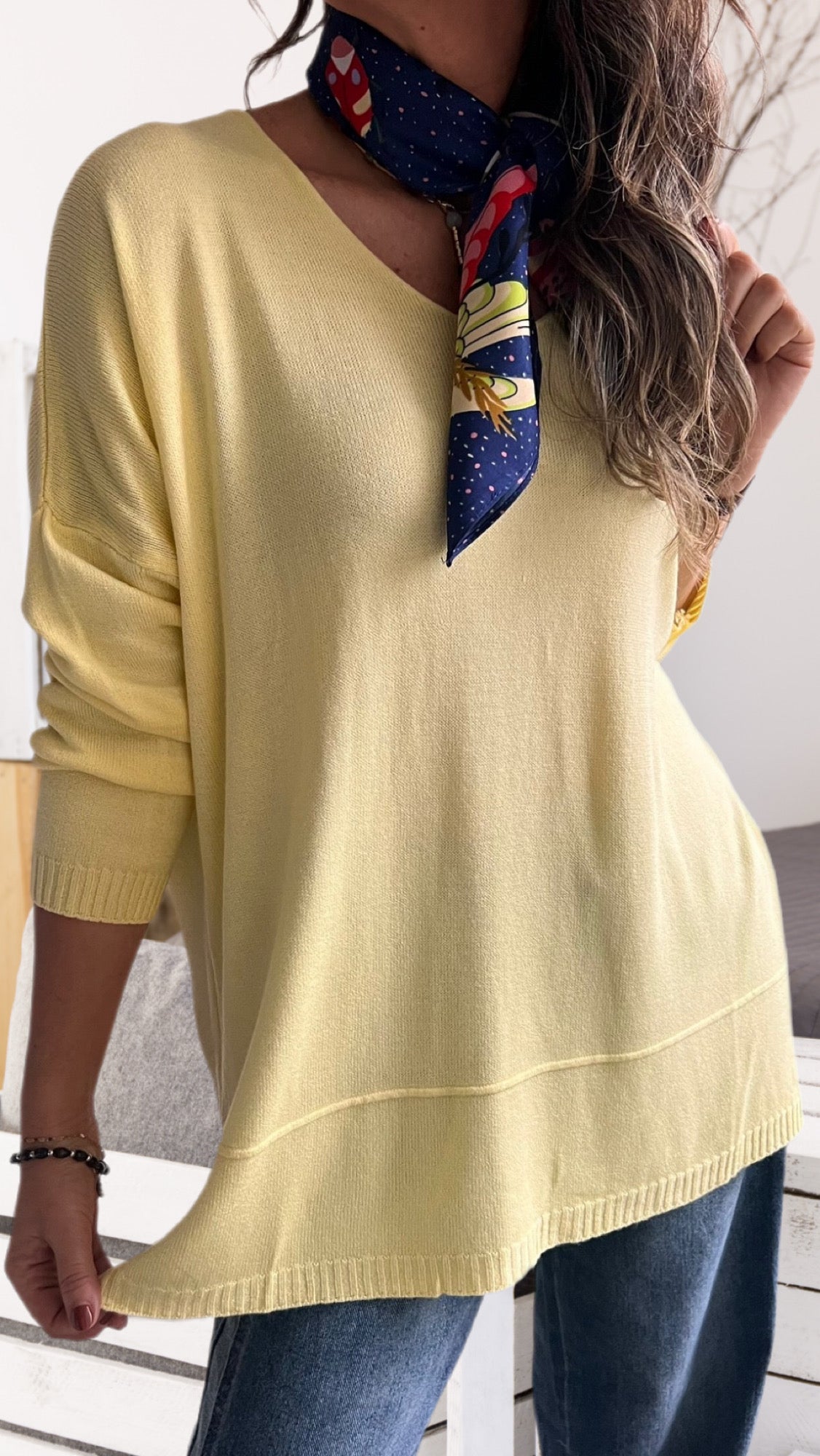 Sweater de hilo y algodón amarillo (Italiano 🇮🇹)