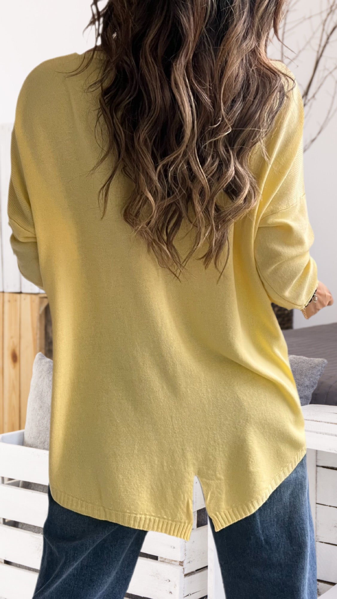 Sweater de hilo y algodón amarillo (Italiano 🇮🇹)