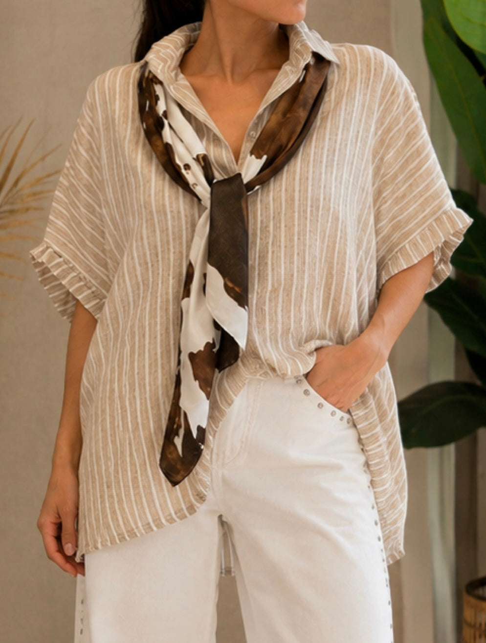 Camisa fluida rayas beige (Italiana 🇮🇹) / Avance de Temporada