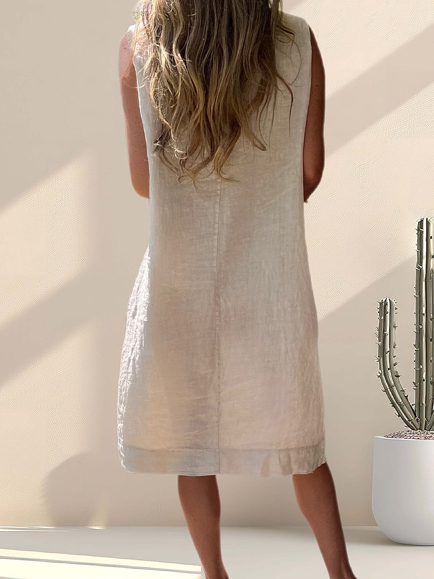 Vestido lino color beige (Italiano 🇮🇹)