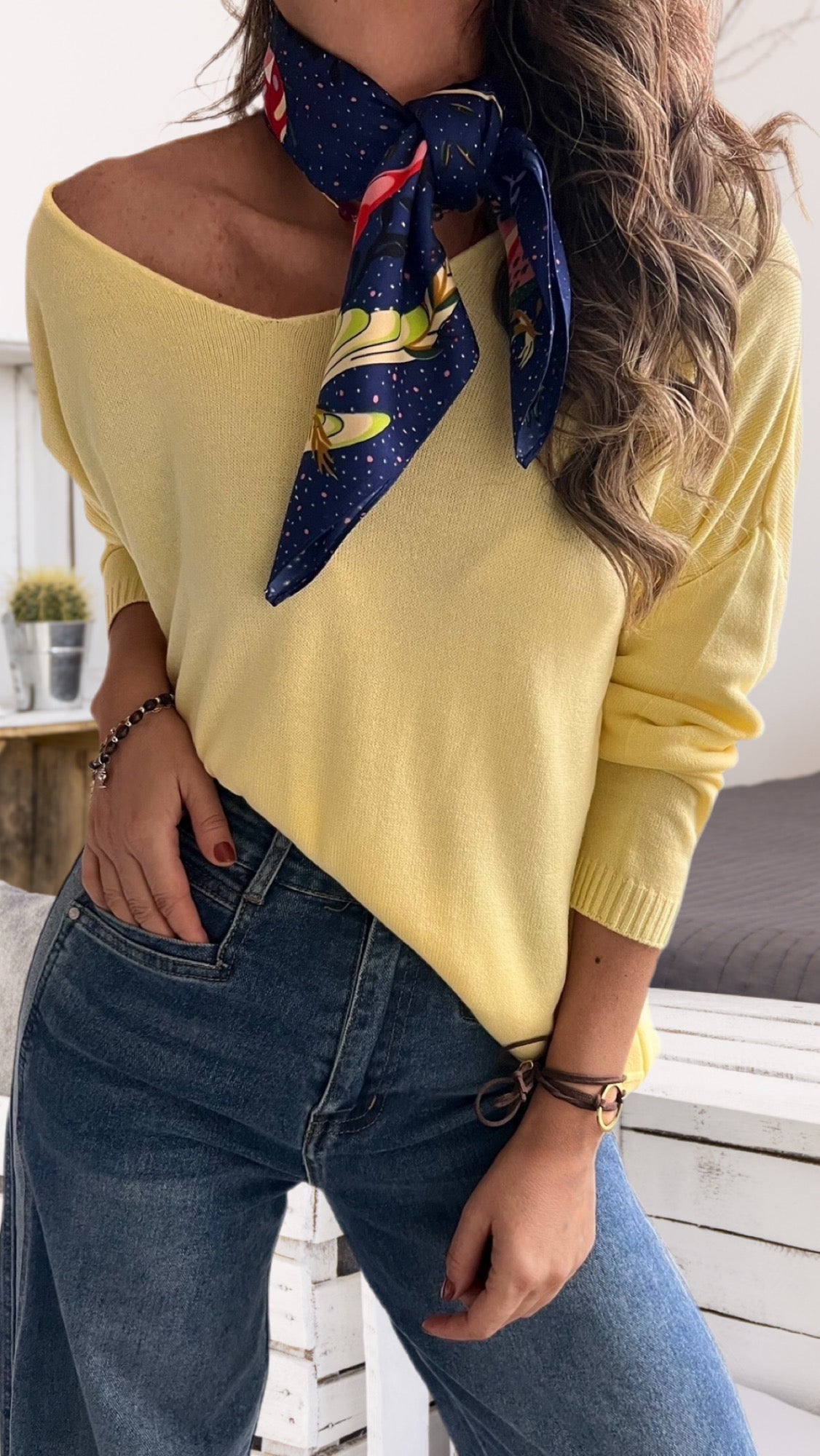 Sweater de hilo y algodón amarillo (Italiano 🇮🇹)