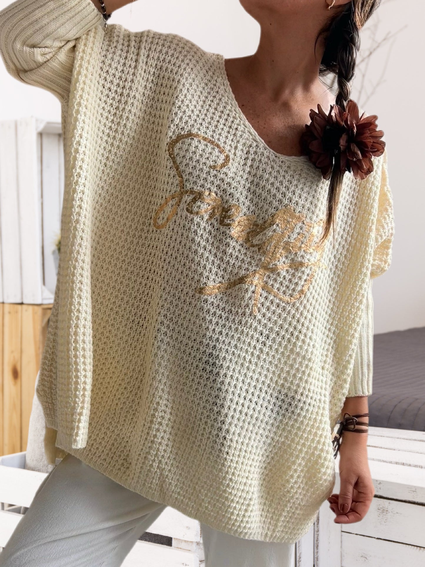 Sweater oversize crema (Italiano 🇮🇹)