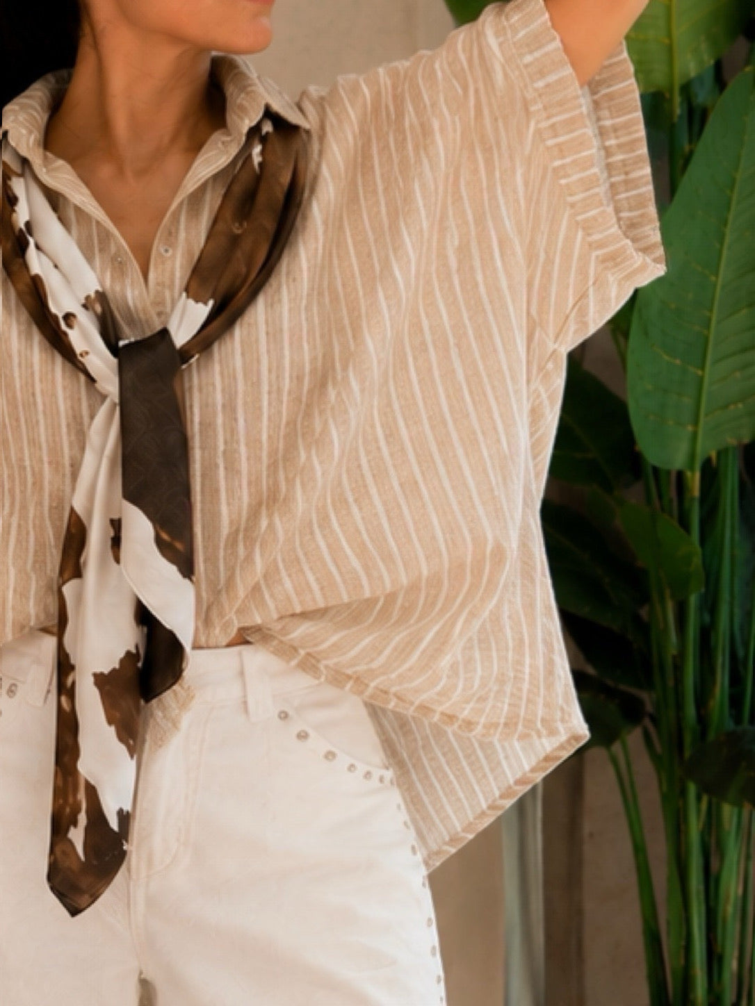 Camisa fluida rayas beige (Italiana 🇮🇹) / Avance de Temporada