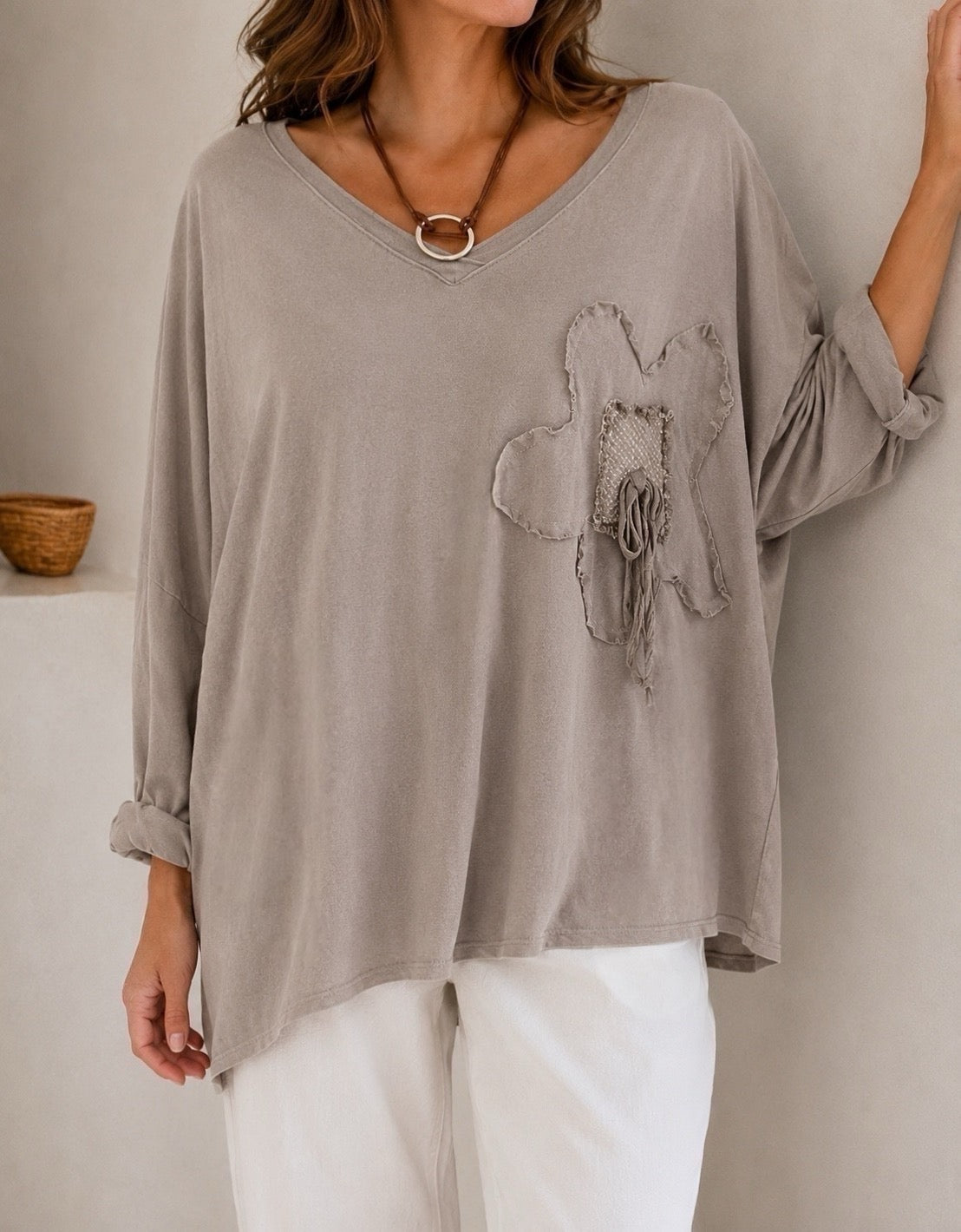 Poleron aplicación brillo beige (Italiano 🇮🇹)