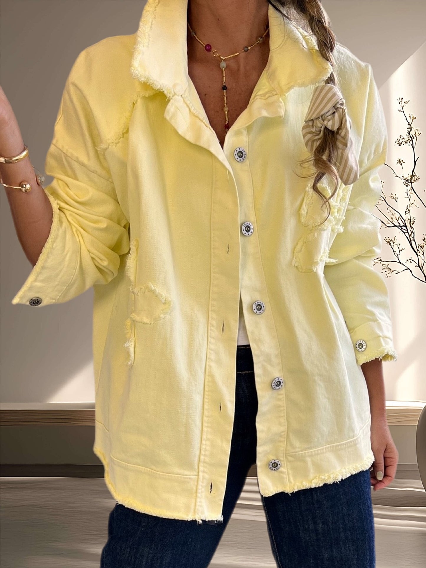 Chaqueta amarillo con flor (Italiana 🇮🇹)
