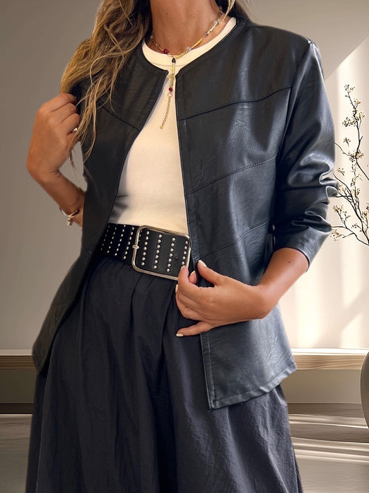 Chaqueta ecocuero negra