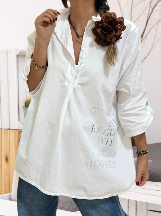 Blusa aplicación broderi blanca (Italiana 🇮🇹) / Avance de Temporada