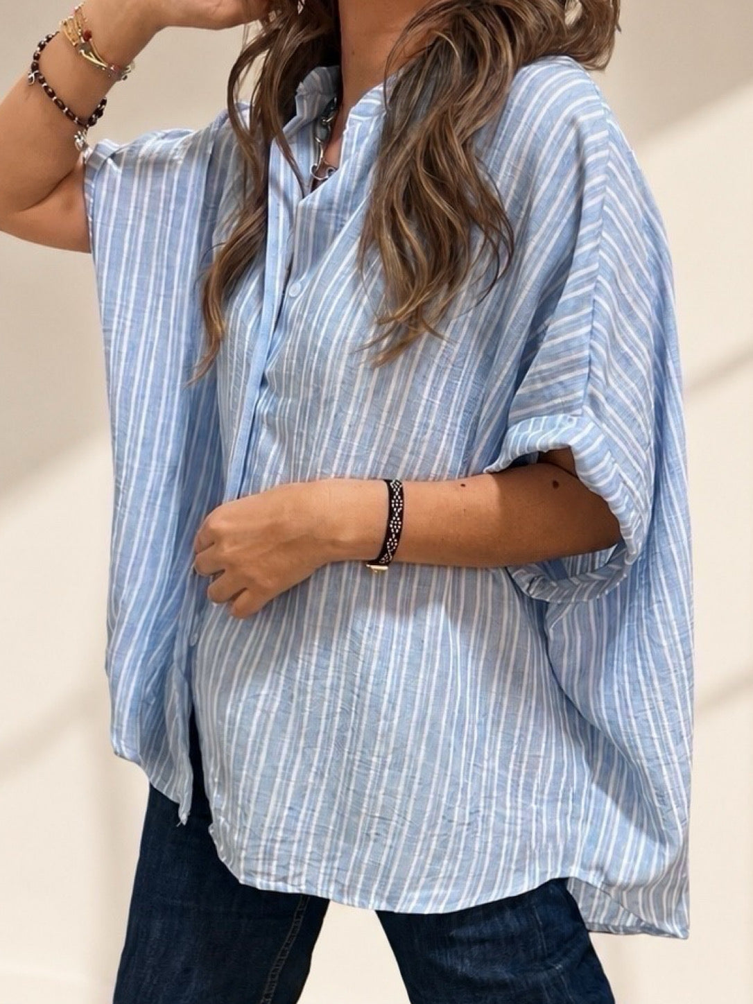 Camisa fluida rayas celeste (Italiana🇮🇹)  / Avance de Temporada