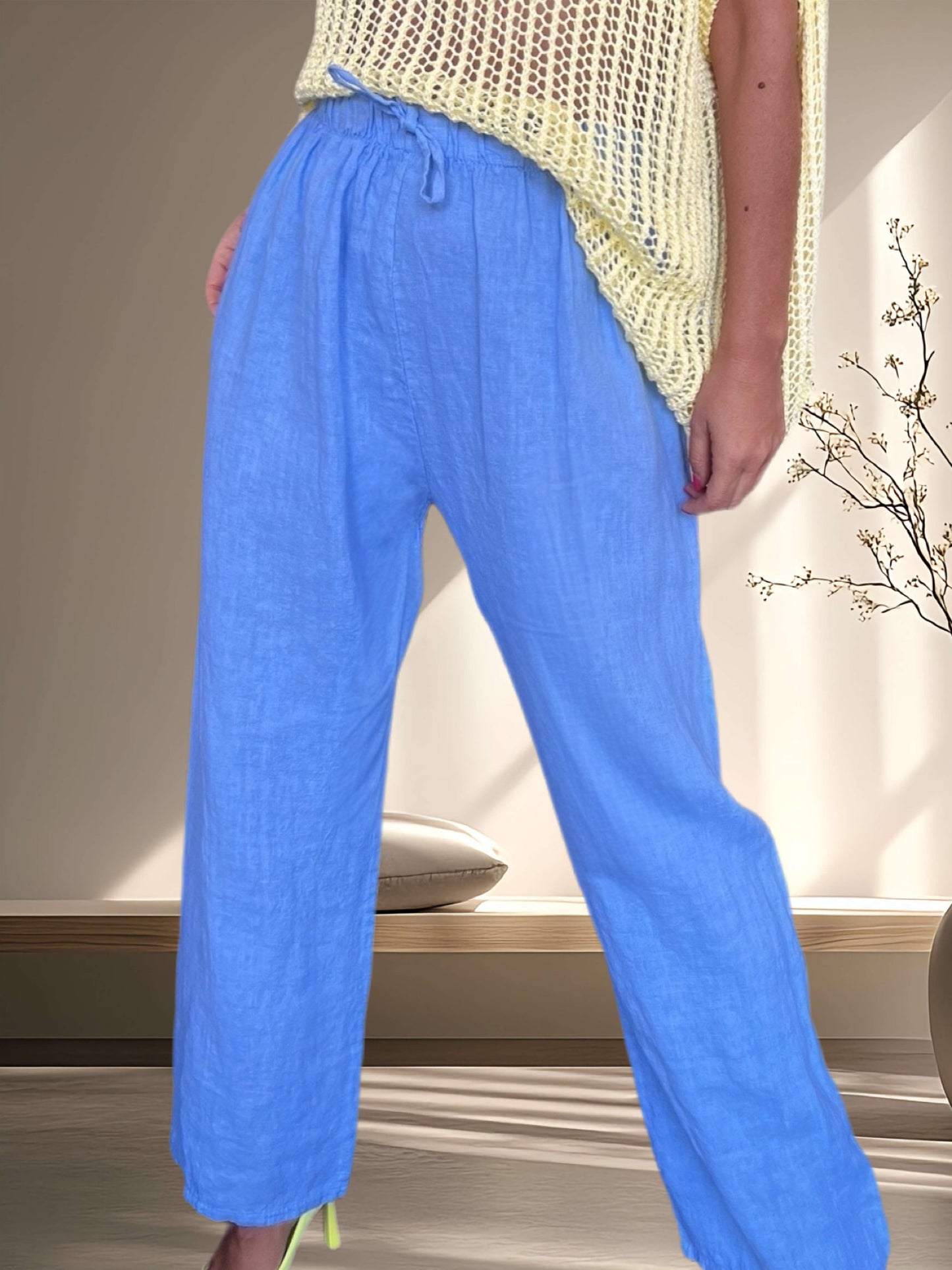 Pantalón de lino celeste (Italiano 🇮🇹)