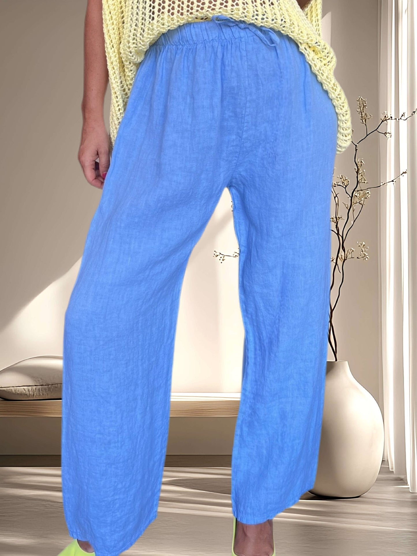 Pantalón de lino celeste (Italiano 🇮🇹)