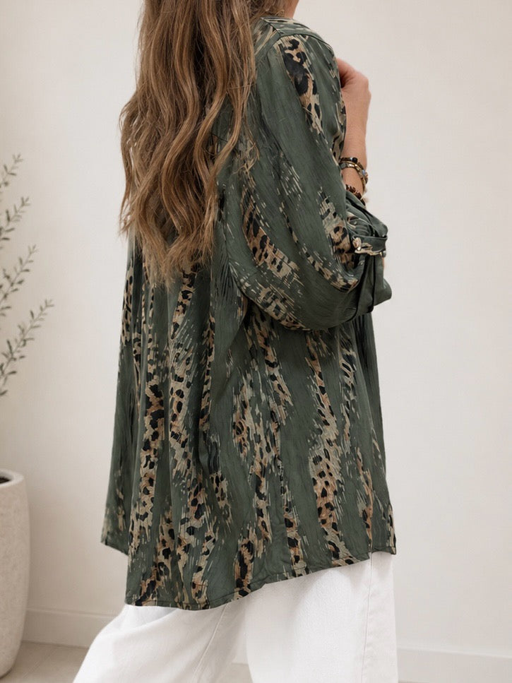 Blusa animal print verde musgo (Italiana🇮🇹)