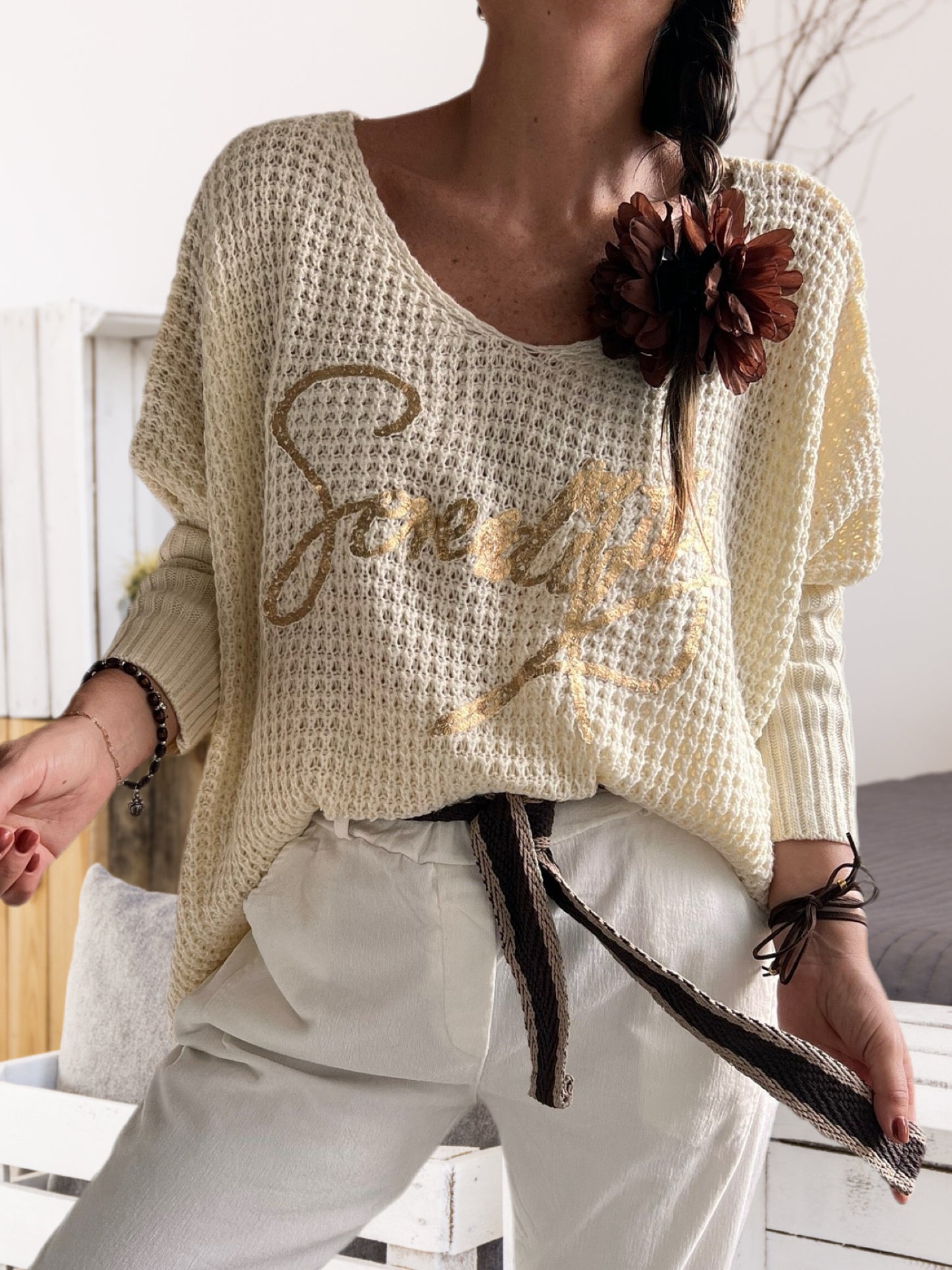 Sweater oversize crema (Italiano 🇮🇹)