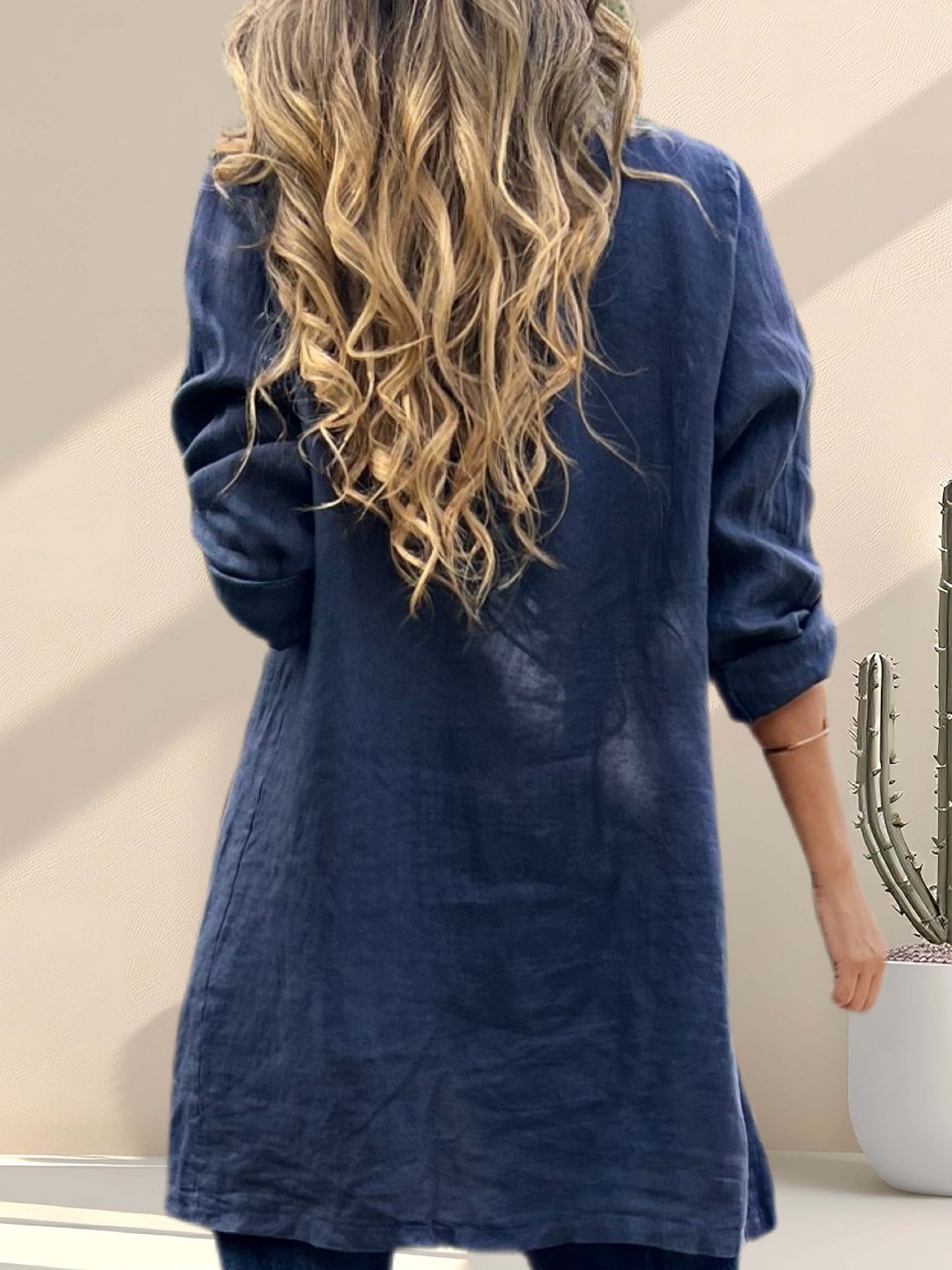 Tapado estilo blazer lino azul marino (Italiano 🇮🇹)