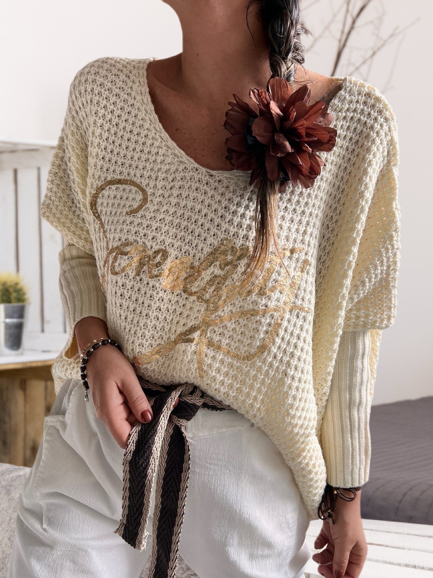 Sweater oversize crema (Italiano 🇮🇹)