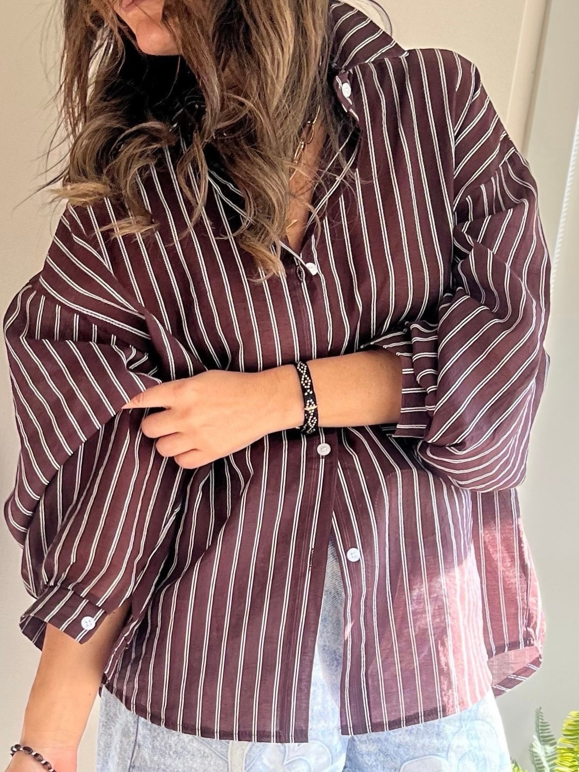 Blusa franjas color café (Italiana 🇮🇹) / Avance de Temporada