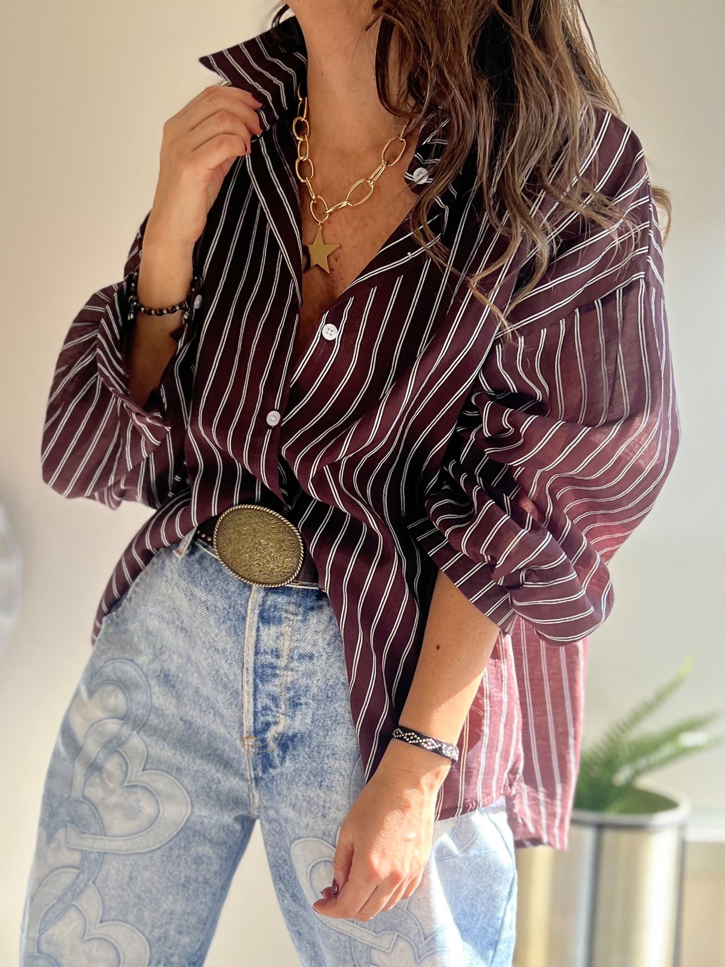 Blusa franjas color café (Italiana 🇮🇹) / Avance de Temporada