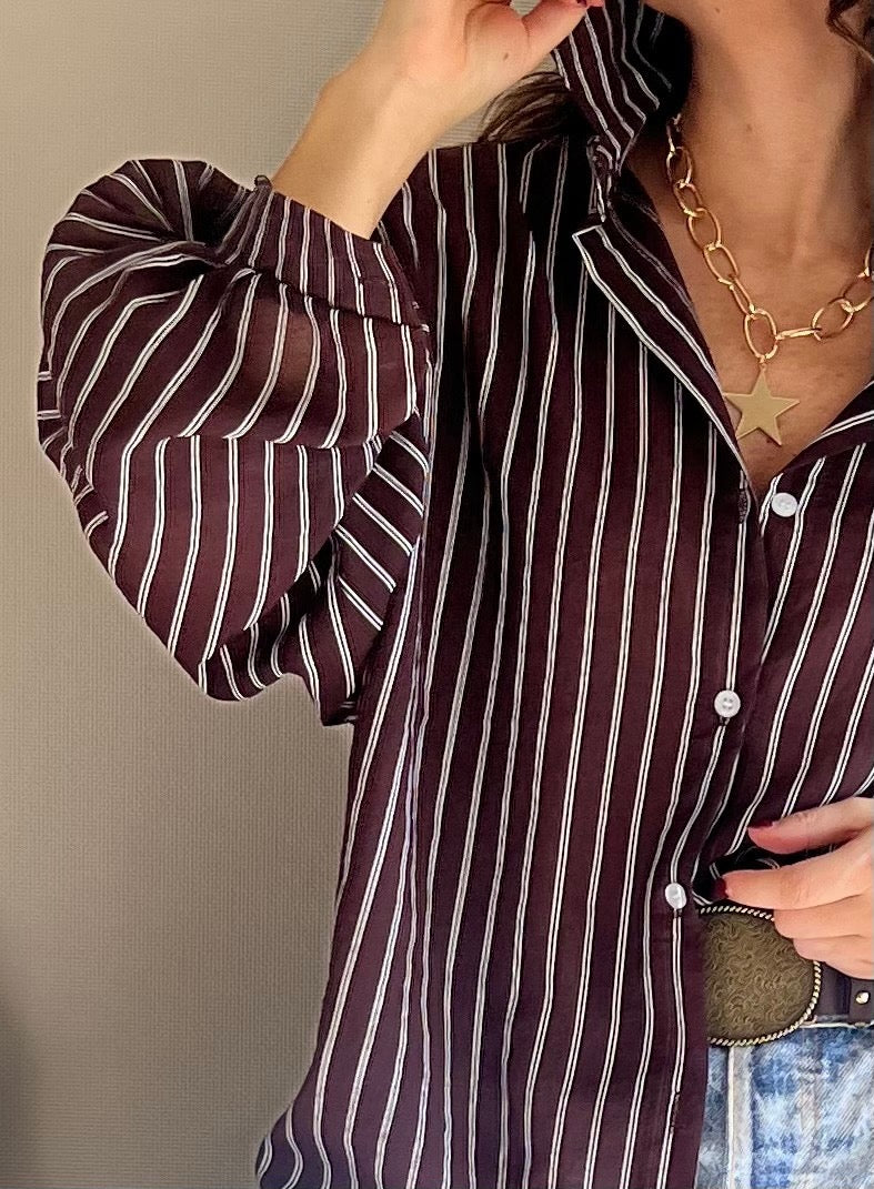 Blusa franjas color café (Italiana 🇮🇹) / Avance de Temporada
