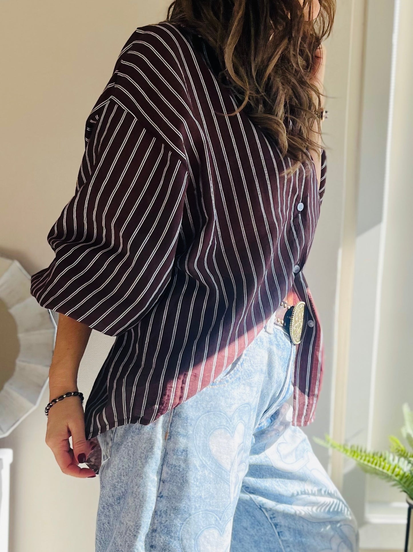 Blusa franjas color café (Italiana 🇮🇹) / Avance de Temporada
