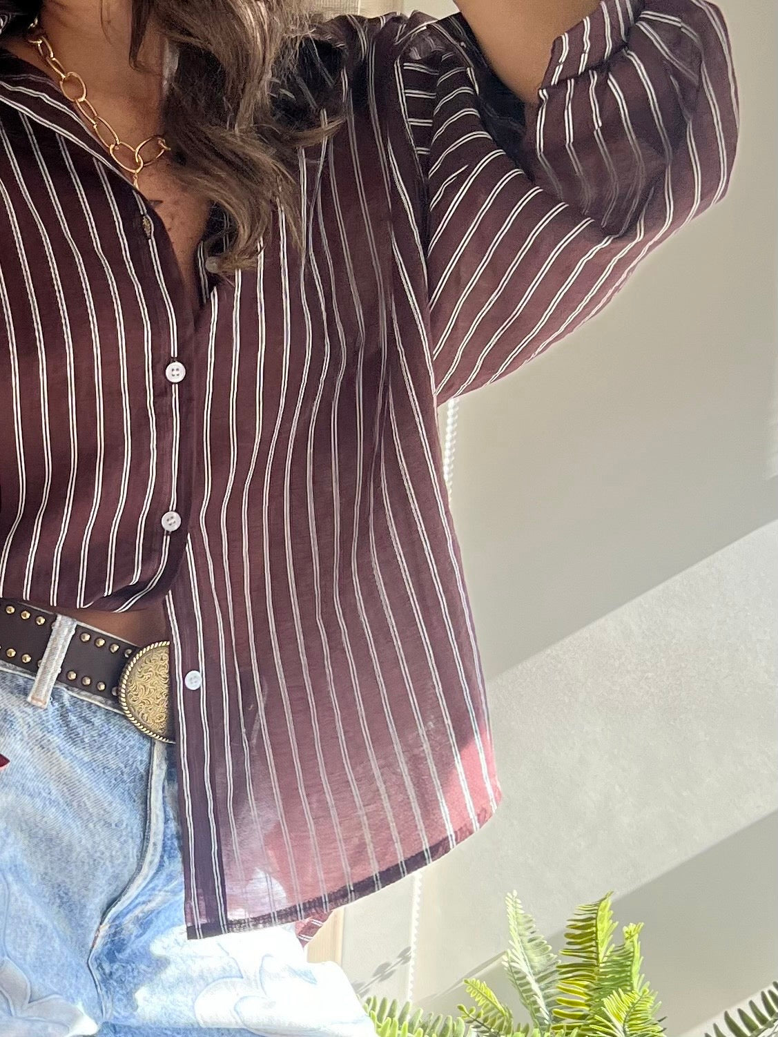Blusa franjas color café (Italiana 🇮🇹) / Avance de Temporada