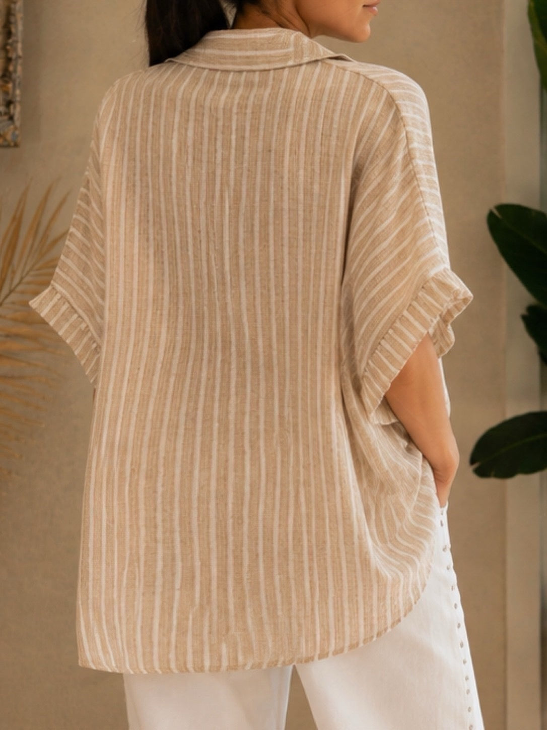 Camisa fluida rayas beige (Italiana 🇮🇹) / Avance de Temporada