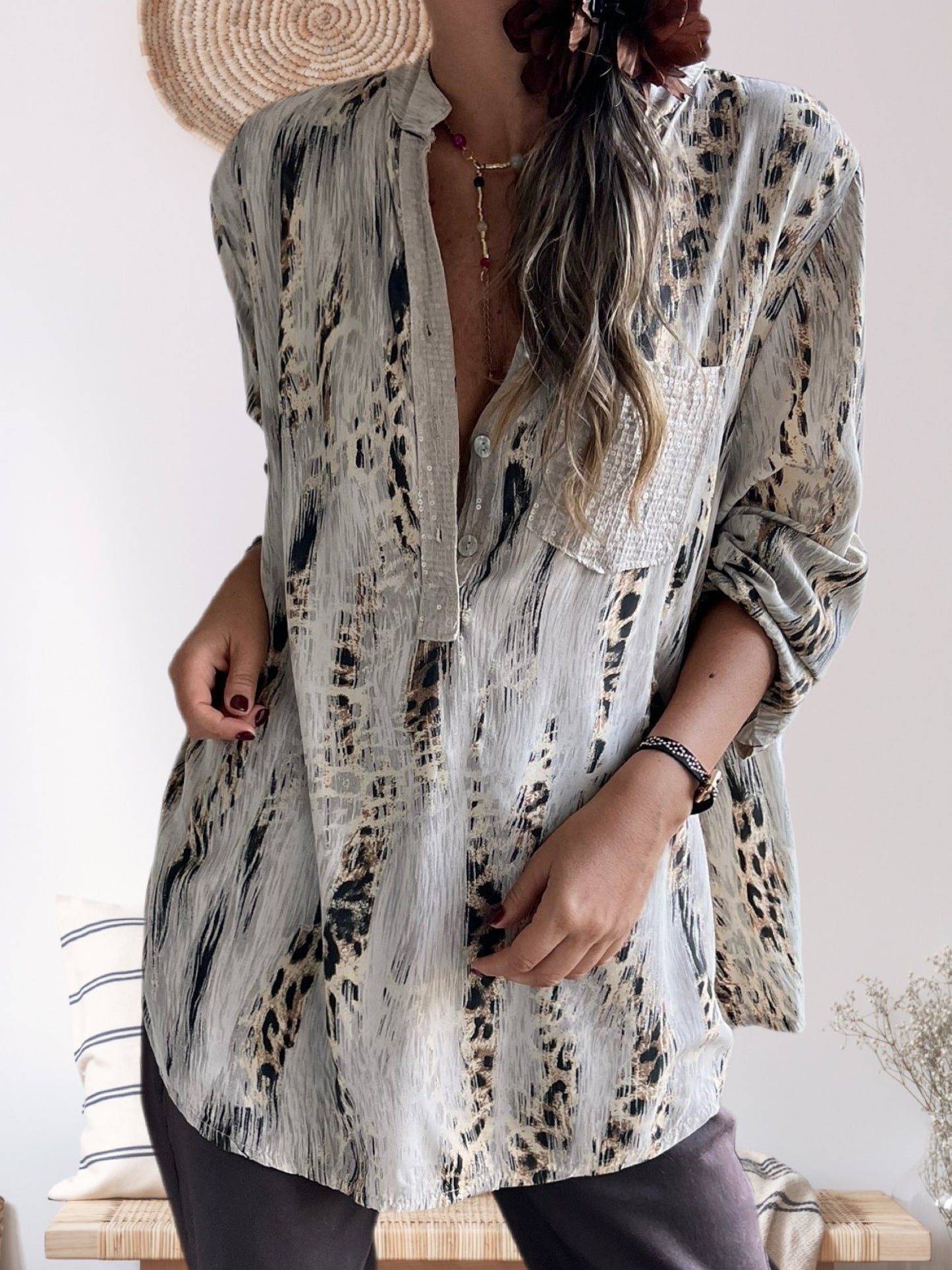 Blusa animal print beige (Italiana 🇮🇹)