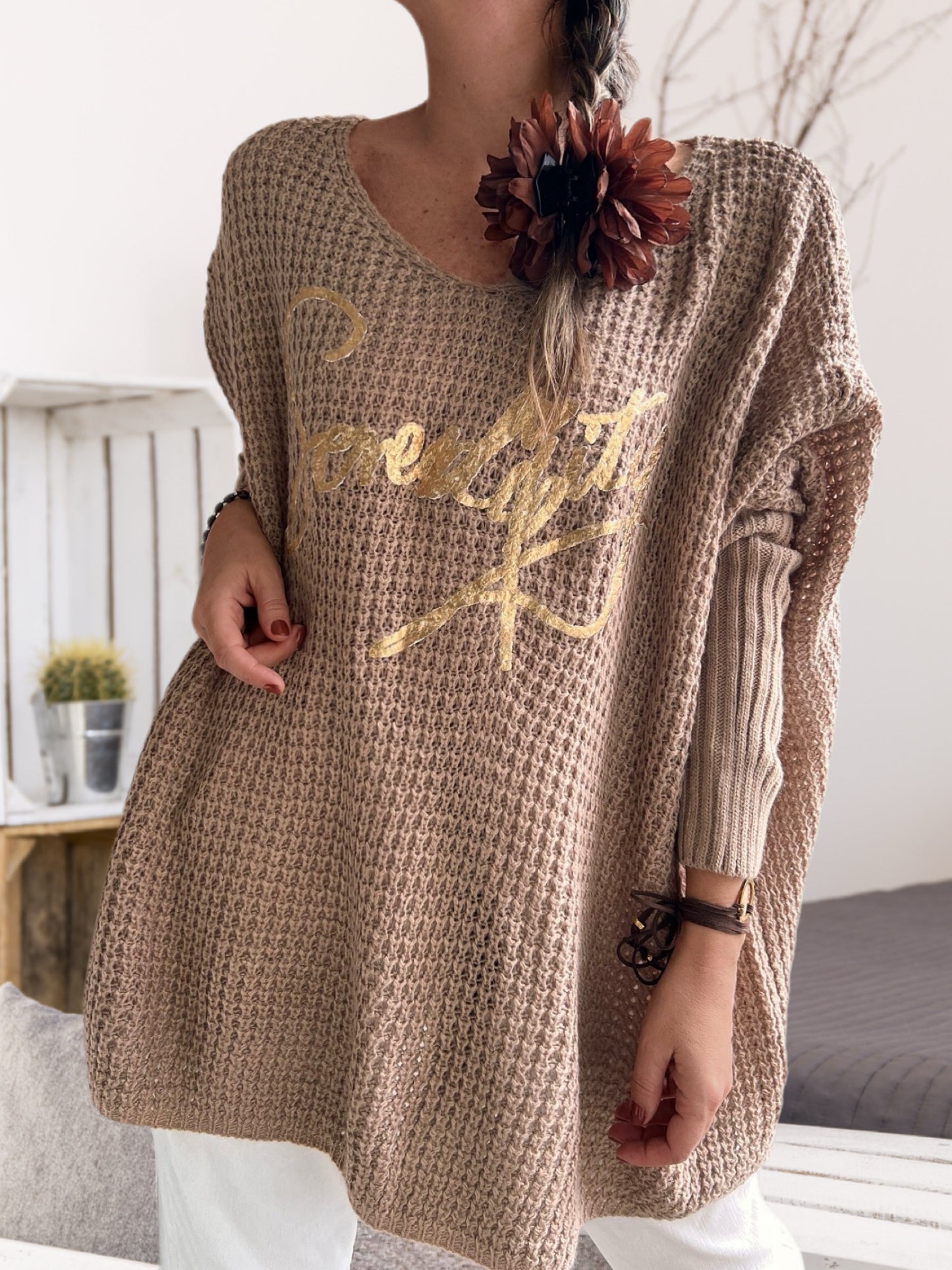 Sweater oversize beige (Italiano 🇮🇹)