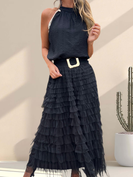 Falda tul capas negra