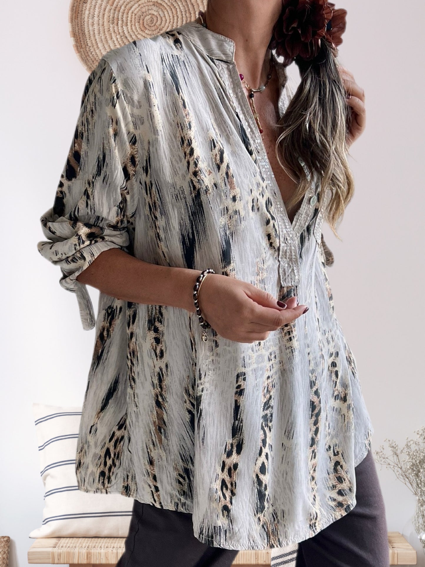 Blusa animal print beige (Italiana 🇮🇹)