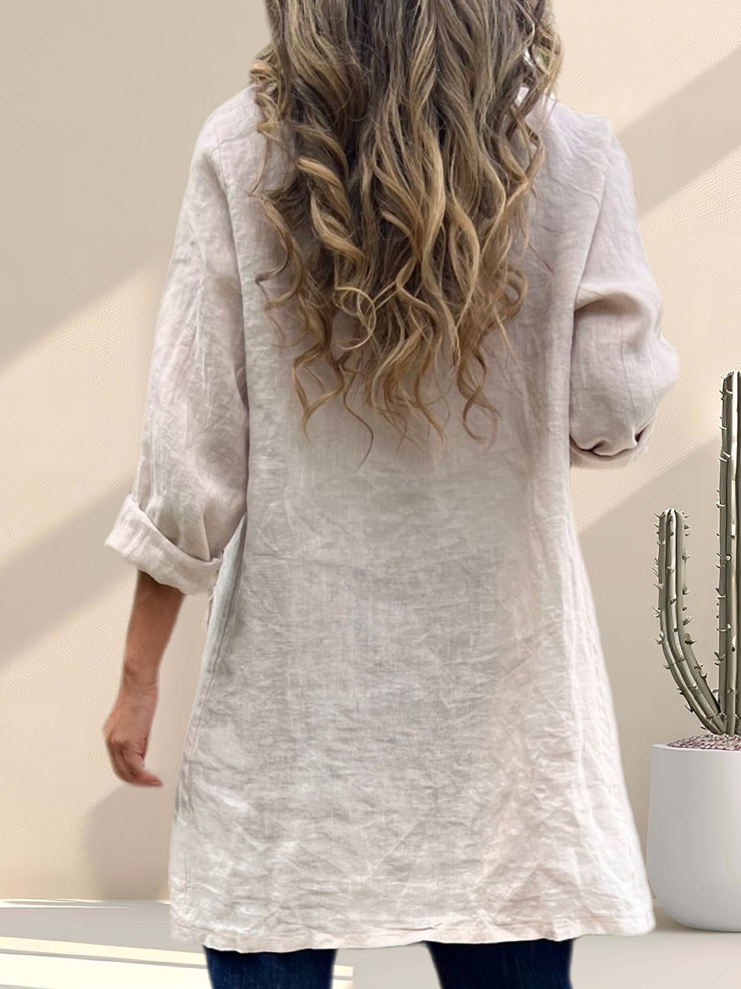 Tapado estilo blazer lino beige (Italiano 🇮🇹)