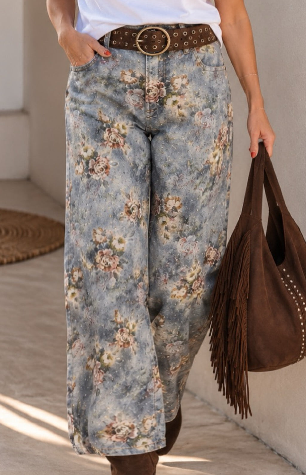 Jeans flores y brillo elasticado (Italiano 🇮🇹)