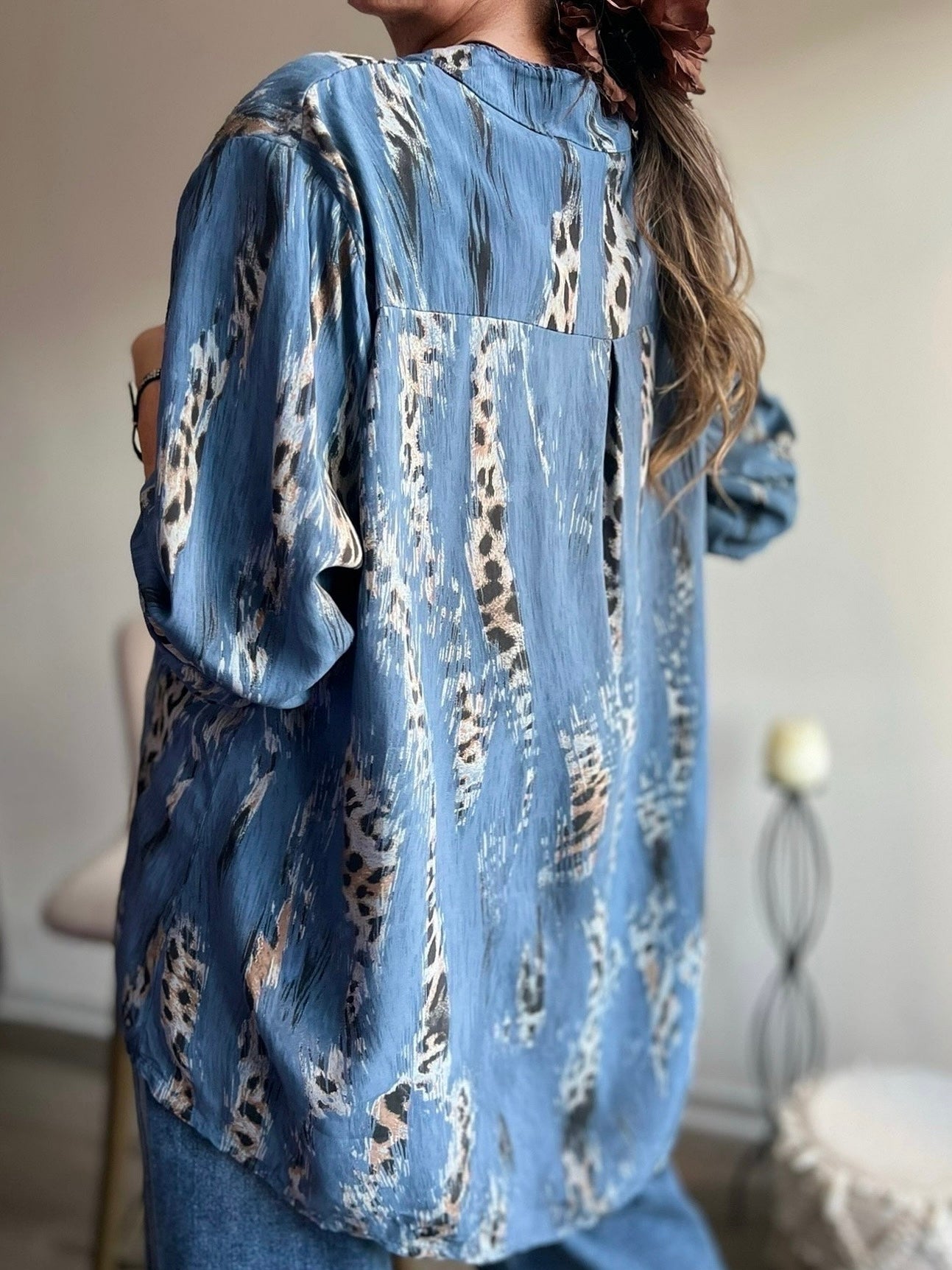 Blusa animal print azul jeans (Italiana 🇮🇹)
