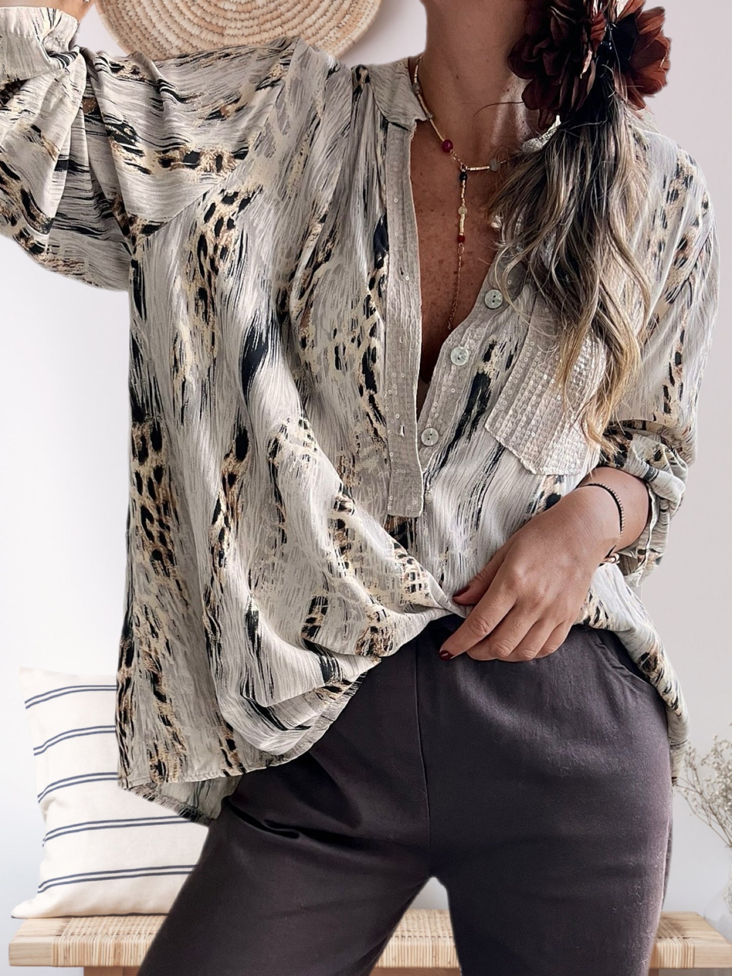 Blusa animal print beige (Italiana 🇮🇹)