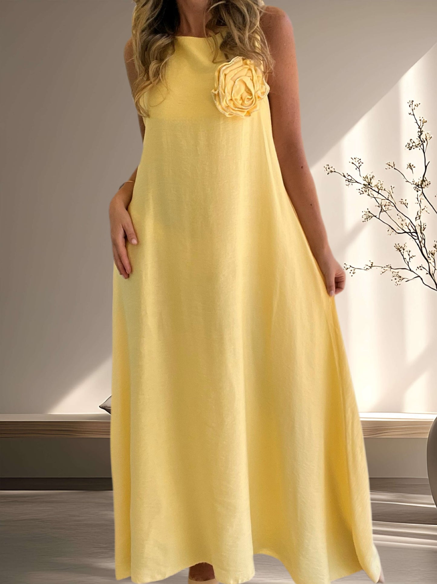 Vestido flor color amarillo (Italiano 🇮🇹)