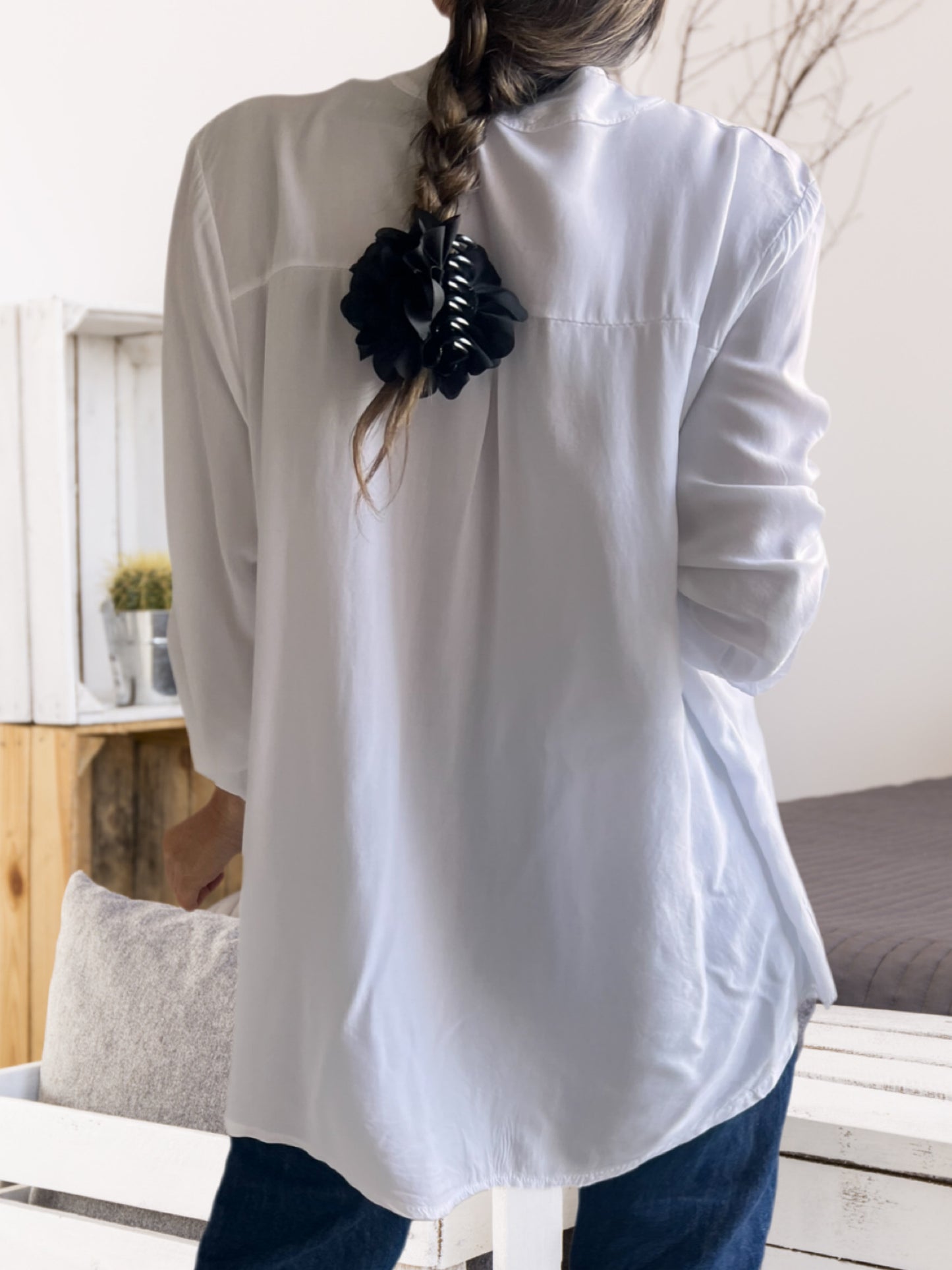 Blusa bolsillo brillo blanca (Italiana 🇮🇹)