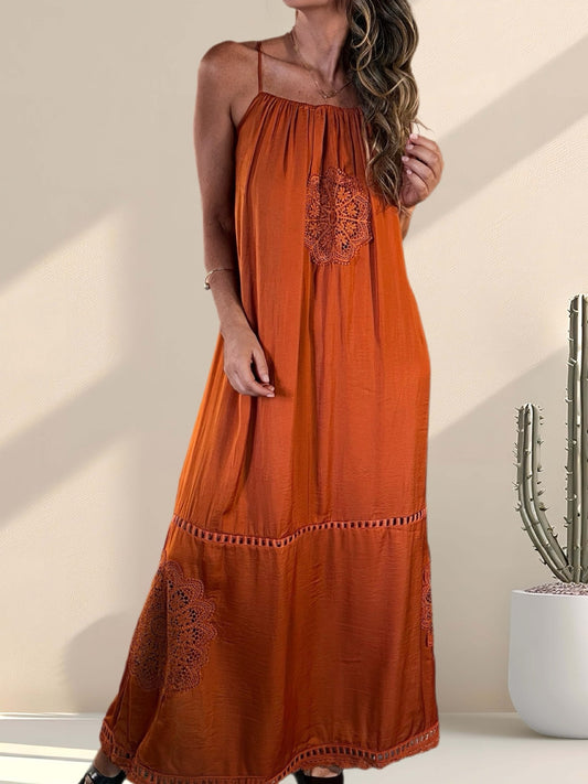 Vestido de seda terracota