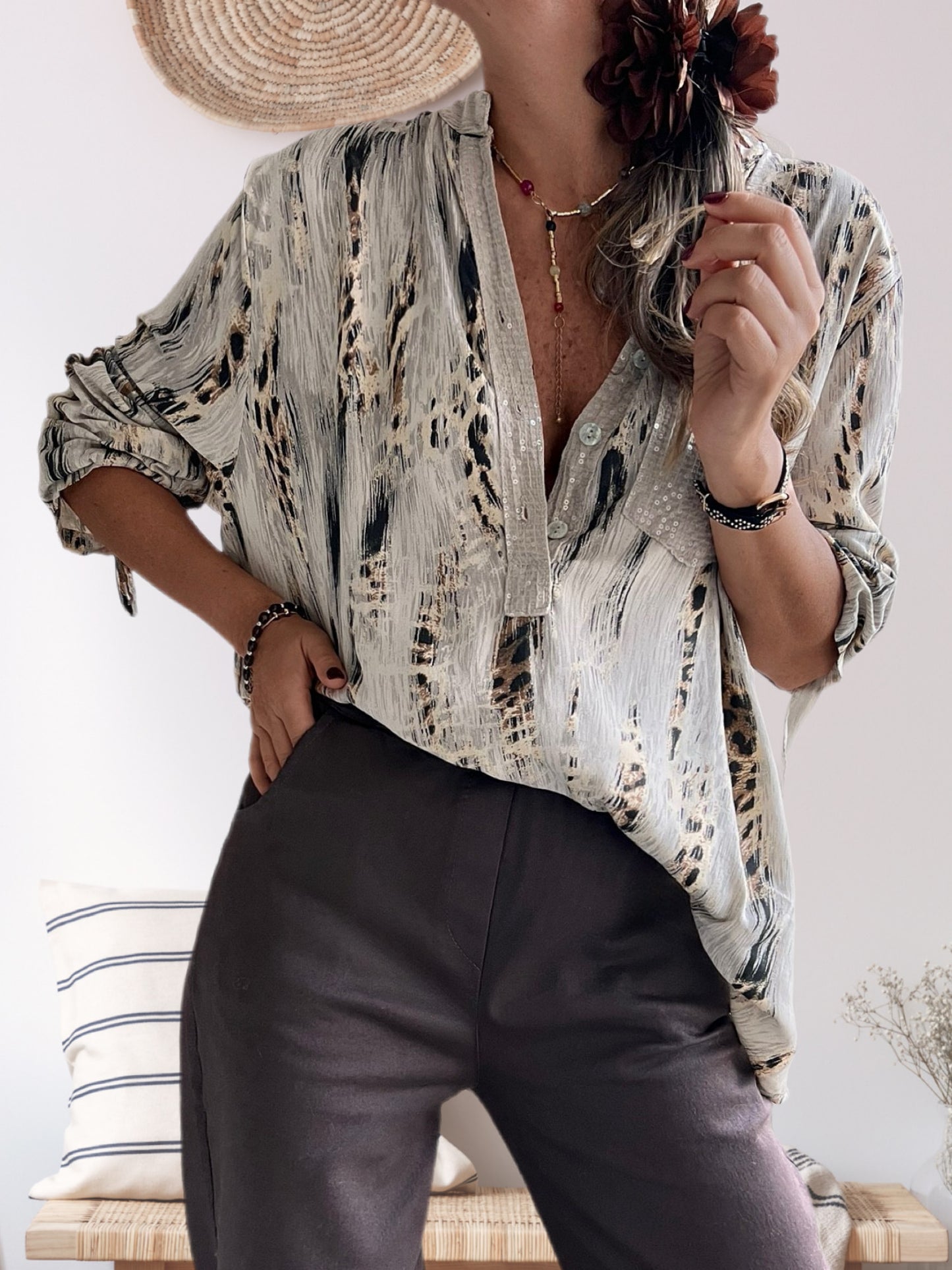 Blusa animal print beige (Italiana 🇮🇹)