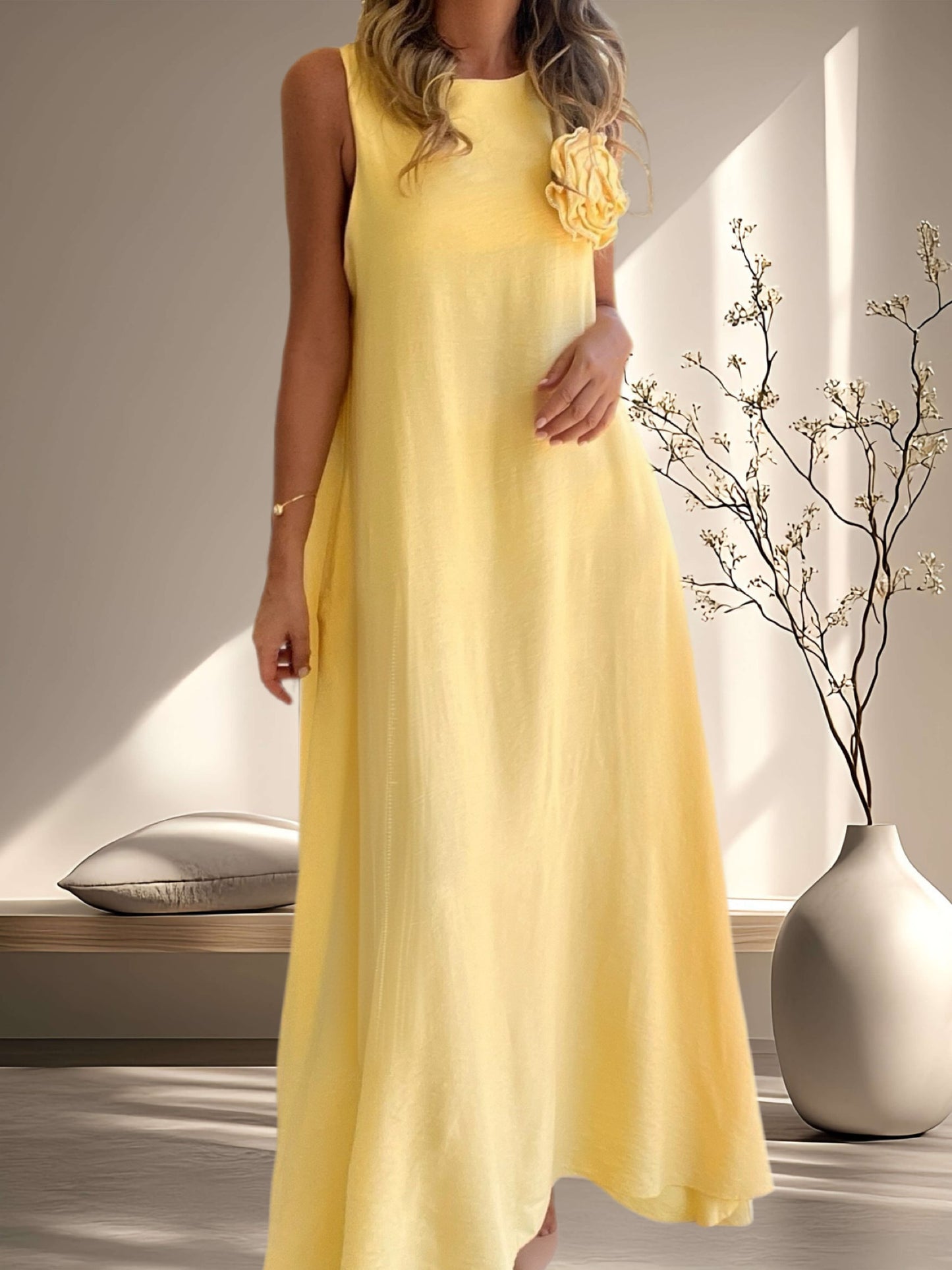 Vestido flor color amarillo (Italiano 🇮🇹)